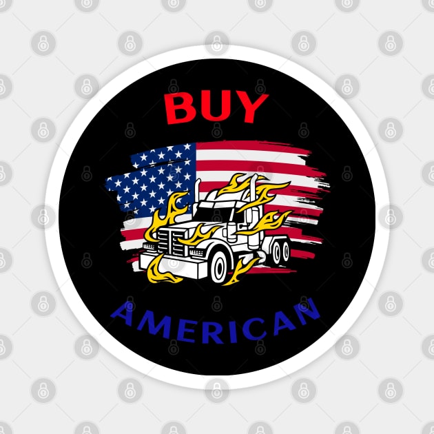 American Trucker Buy American RWB Magnet by Teamster Life